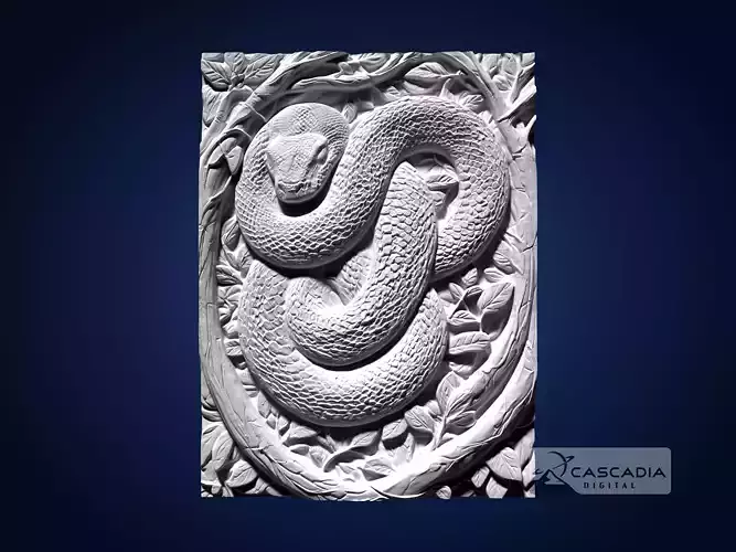 Python Snake In Tree CNC Router Carving Casting Bas Relief 3D print model
