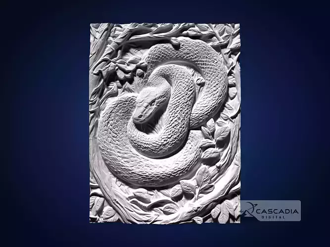 Python Snake In Tree CNC Router Carving Casting Bas Relief 3D print model