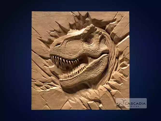 Trex Head Breaking Through - CNC Router Carving Casting