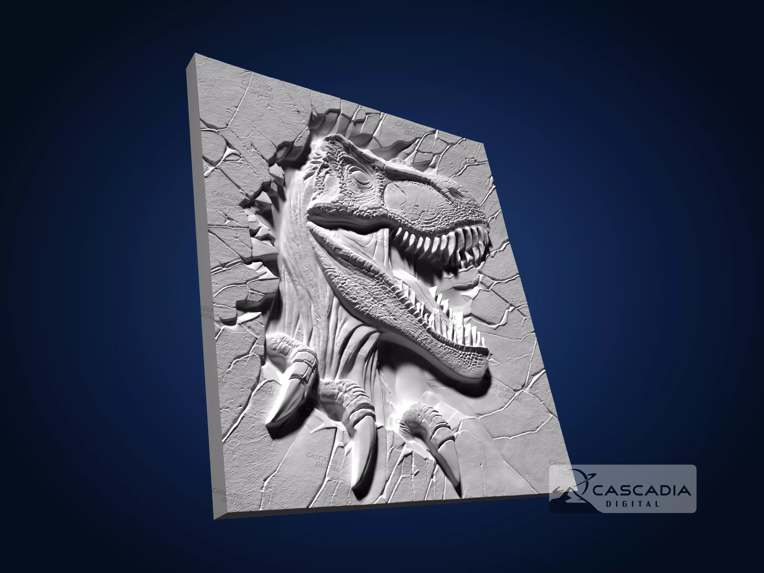 Raptor Head Breaking Through - CNC Router Carving Casting 3D print model_3