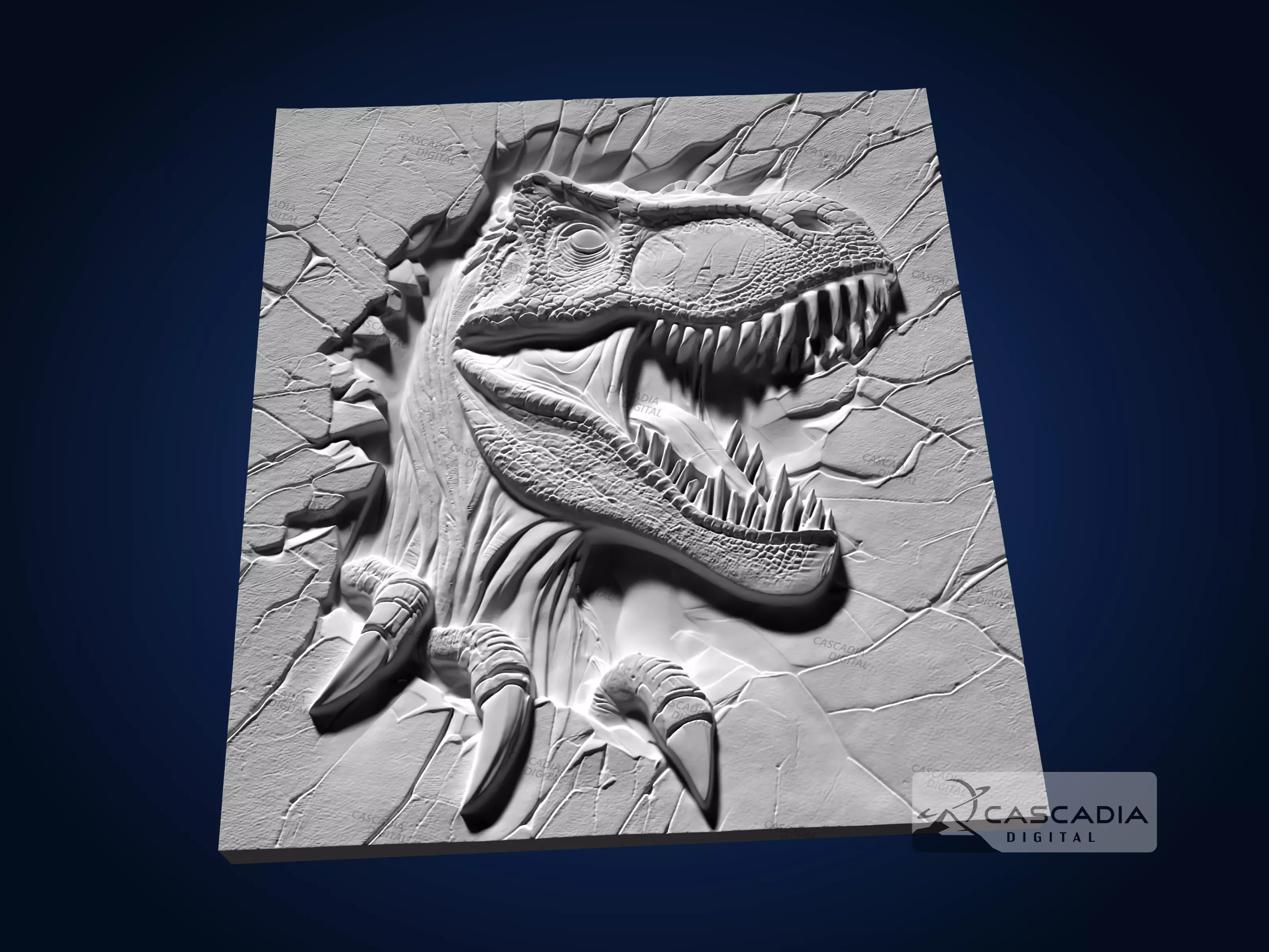 Raptor Head Breaking Through - CNC Router Carving Casting 3D print model_2