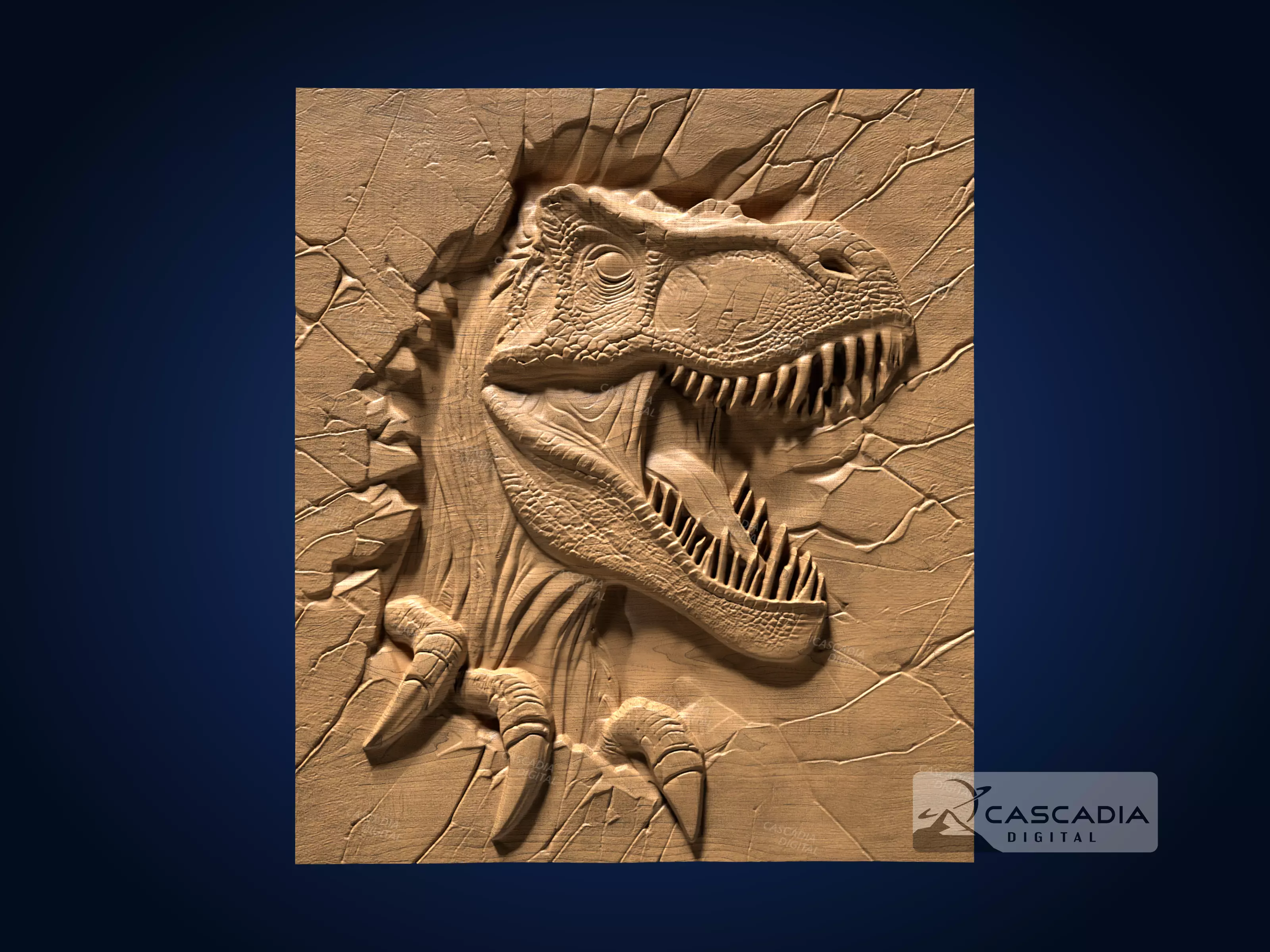 Raptor Head Breaking Through - CNC Router Carving Casting 3D print model_0