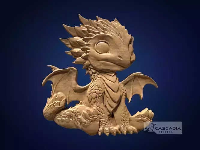 Cute Dragon Hatchling - CNC Router Carving Casting fantasy