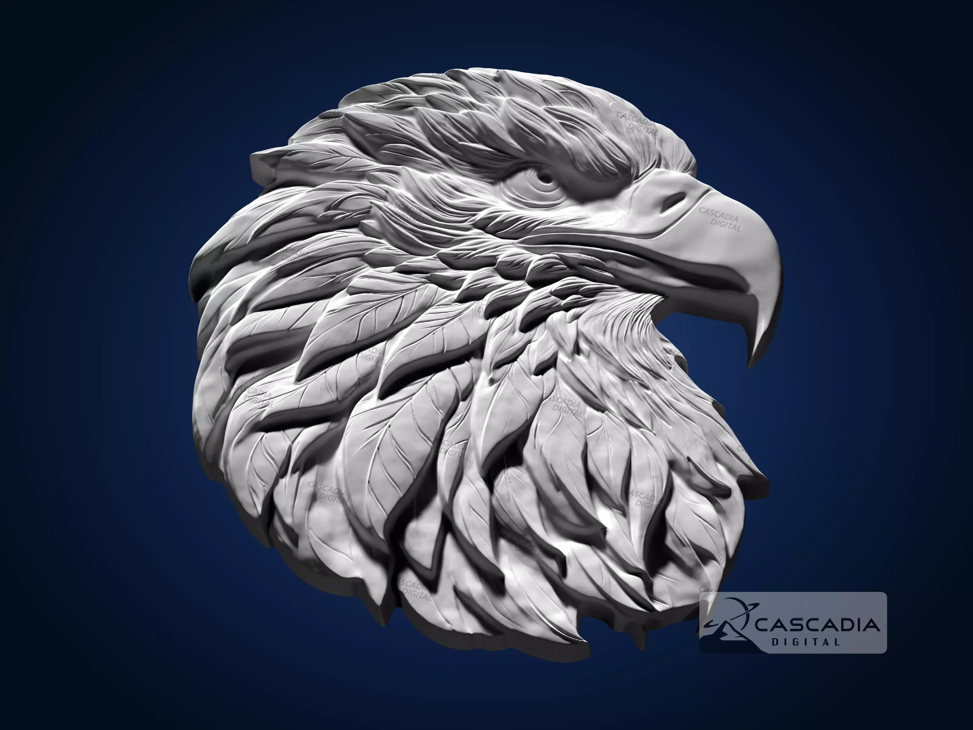 Eagle Head - CNC Router Carving Casting animal 3D print model_2