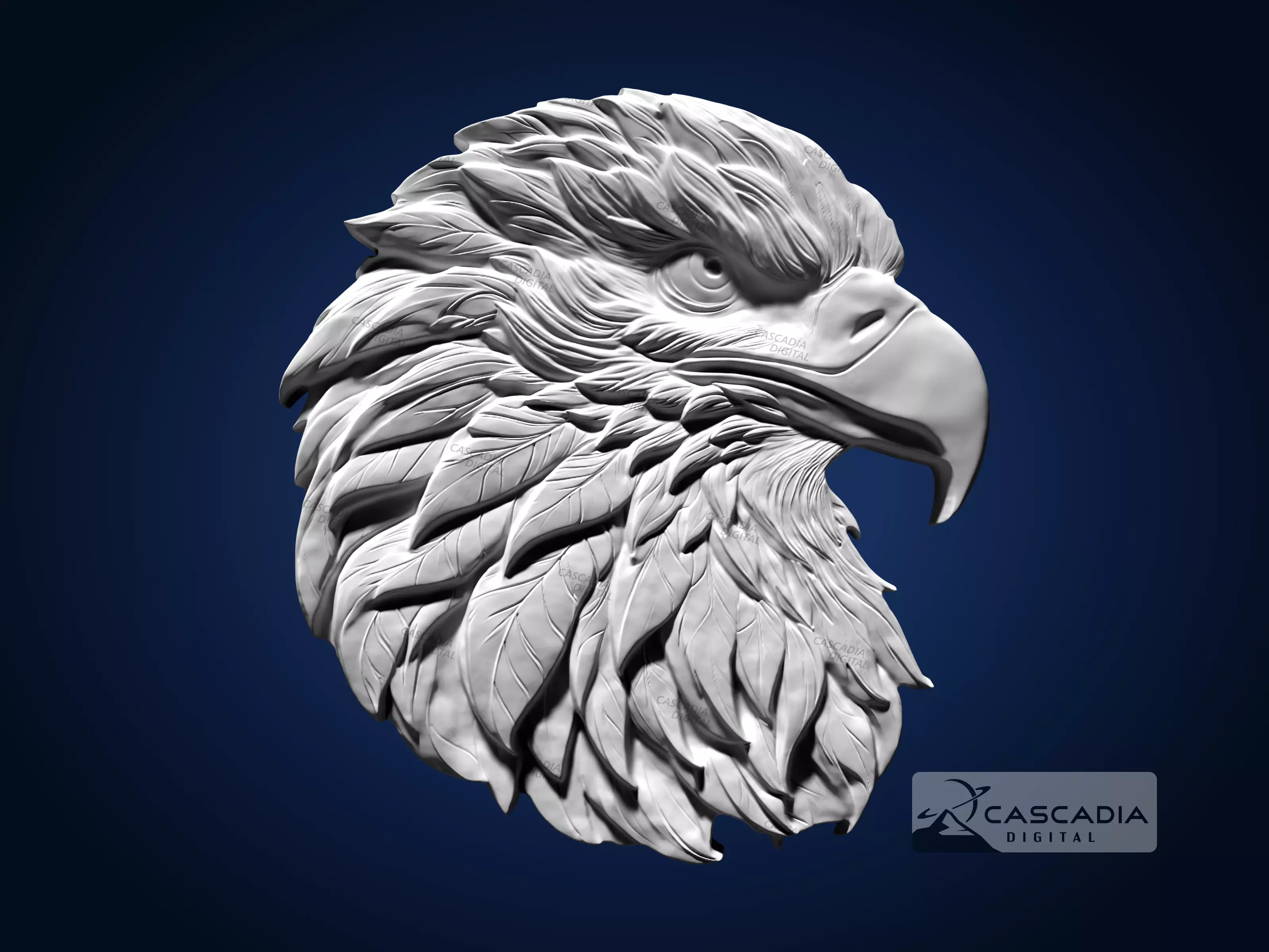 Eagle Head - CNC Router Carving Casting animal 3D print model_1
