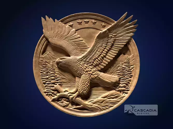 Eagle Emblem Round - CNC Router Carving Casting animal