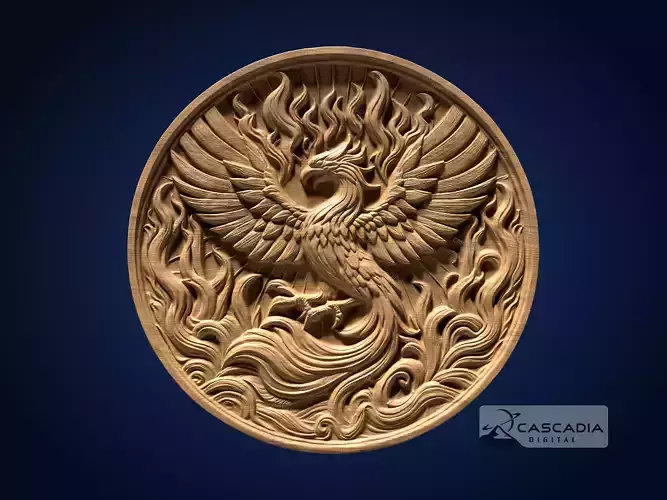 Phoenix Round - CNC Router Carving Casting animal