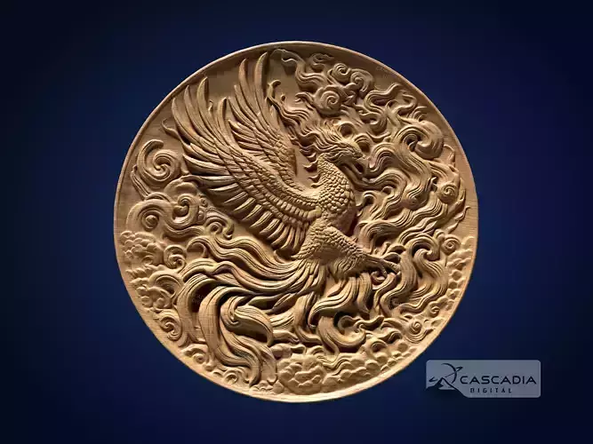 Phoenix Round - CNC Router Carving Casting mythical