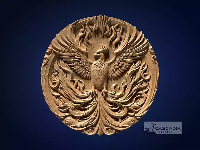 Phoenix Round - CNC Router Carving Casting animal