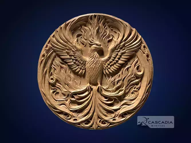 Phoenix Round - CNC Router Carving Casting animal