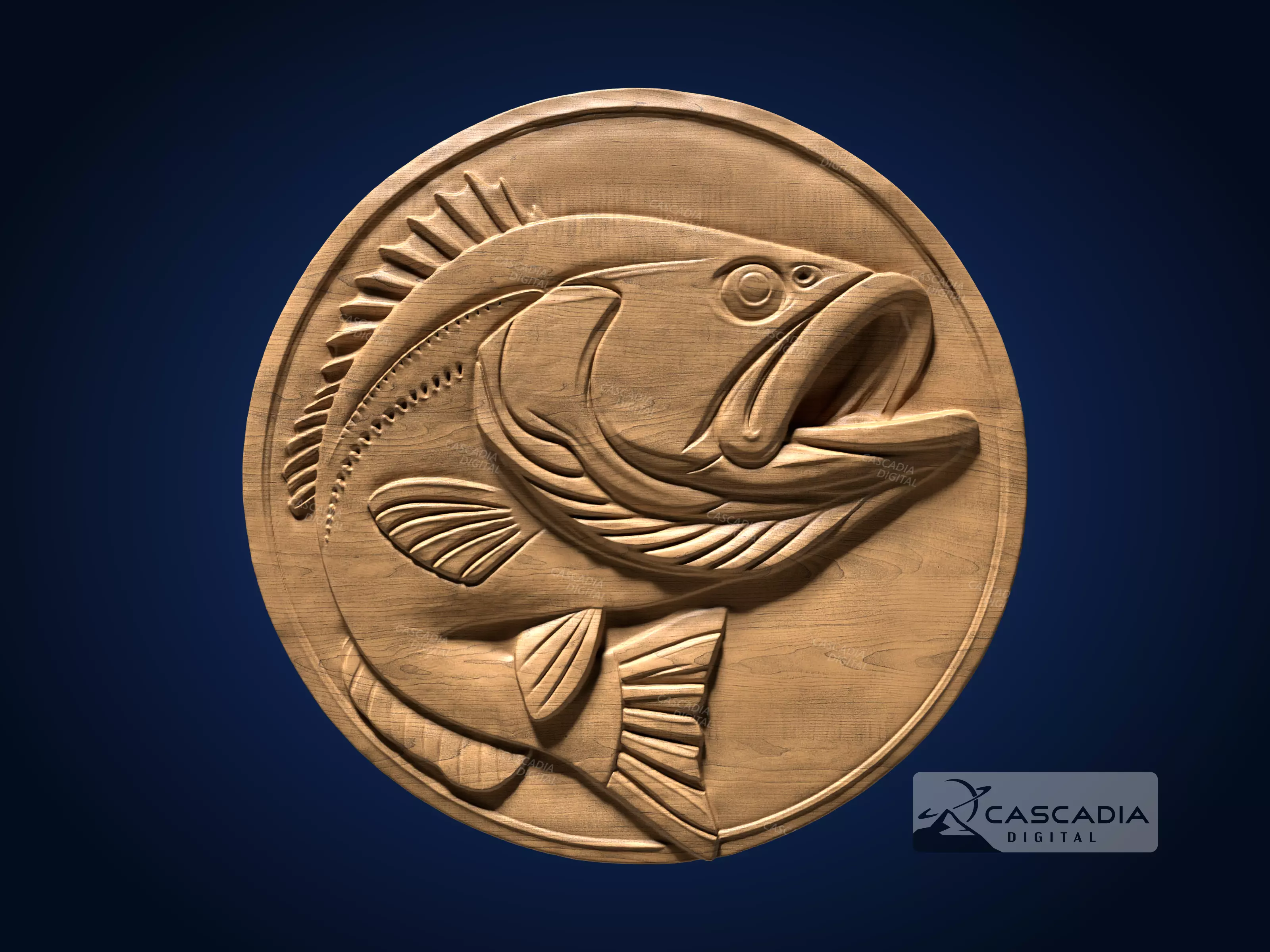 Bass Fish Round - CNC Router Carving Casting Animal 3D print model_0