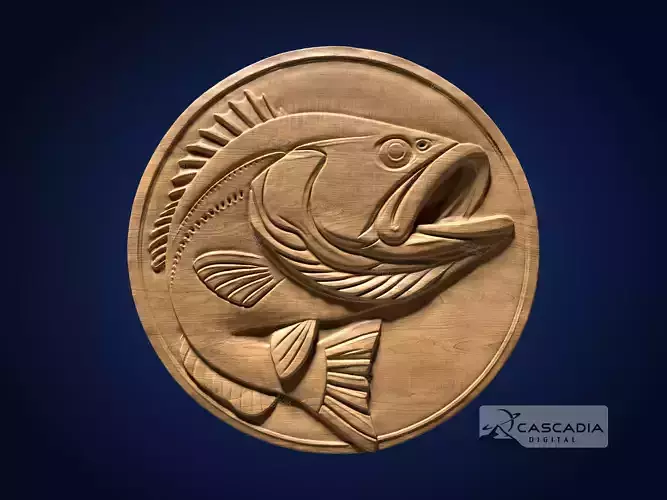 Bass Fish Round - CNC Router Carving Casting Animal