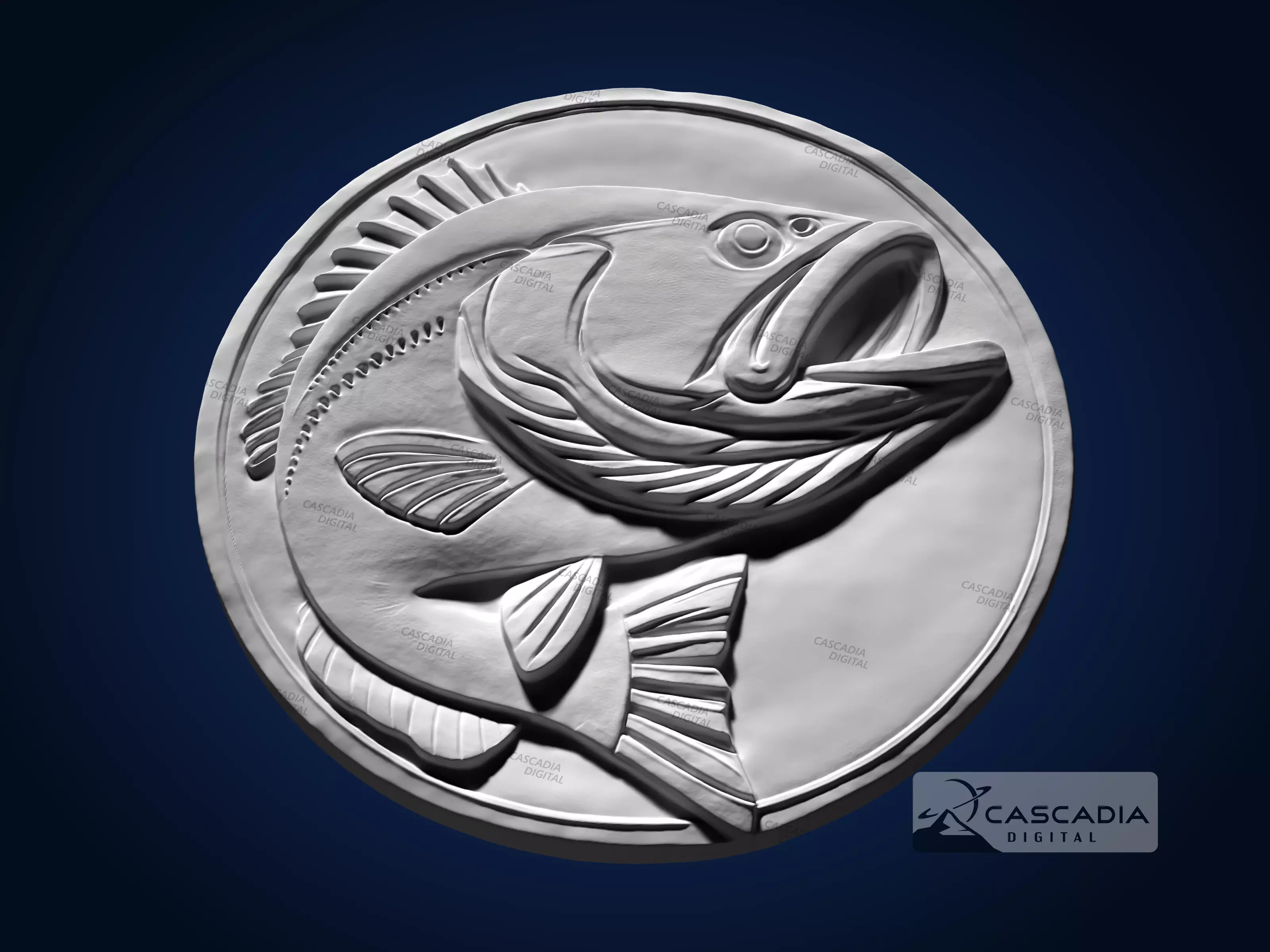 Bass Fish Round - CNC Router Carving Casting Animal 3D print model_2