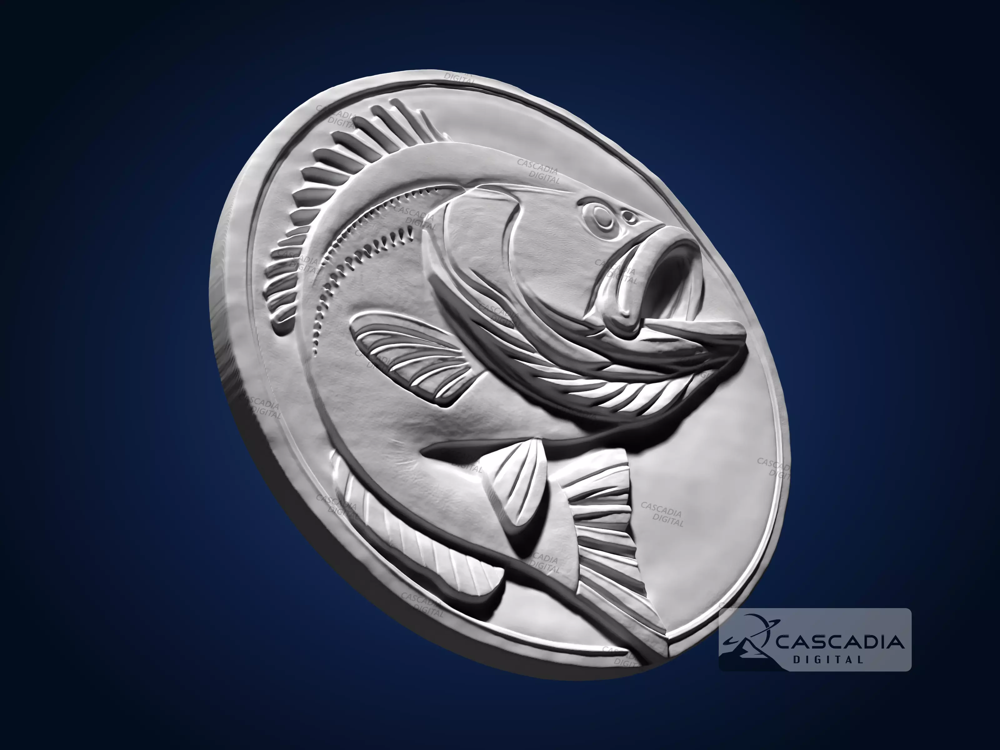 Bass Fish Round - CNC Router Carving Casting Animal 3D print model_3
