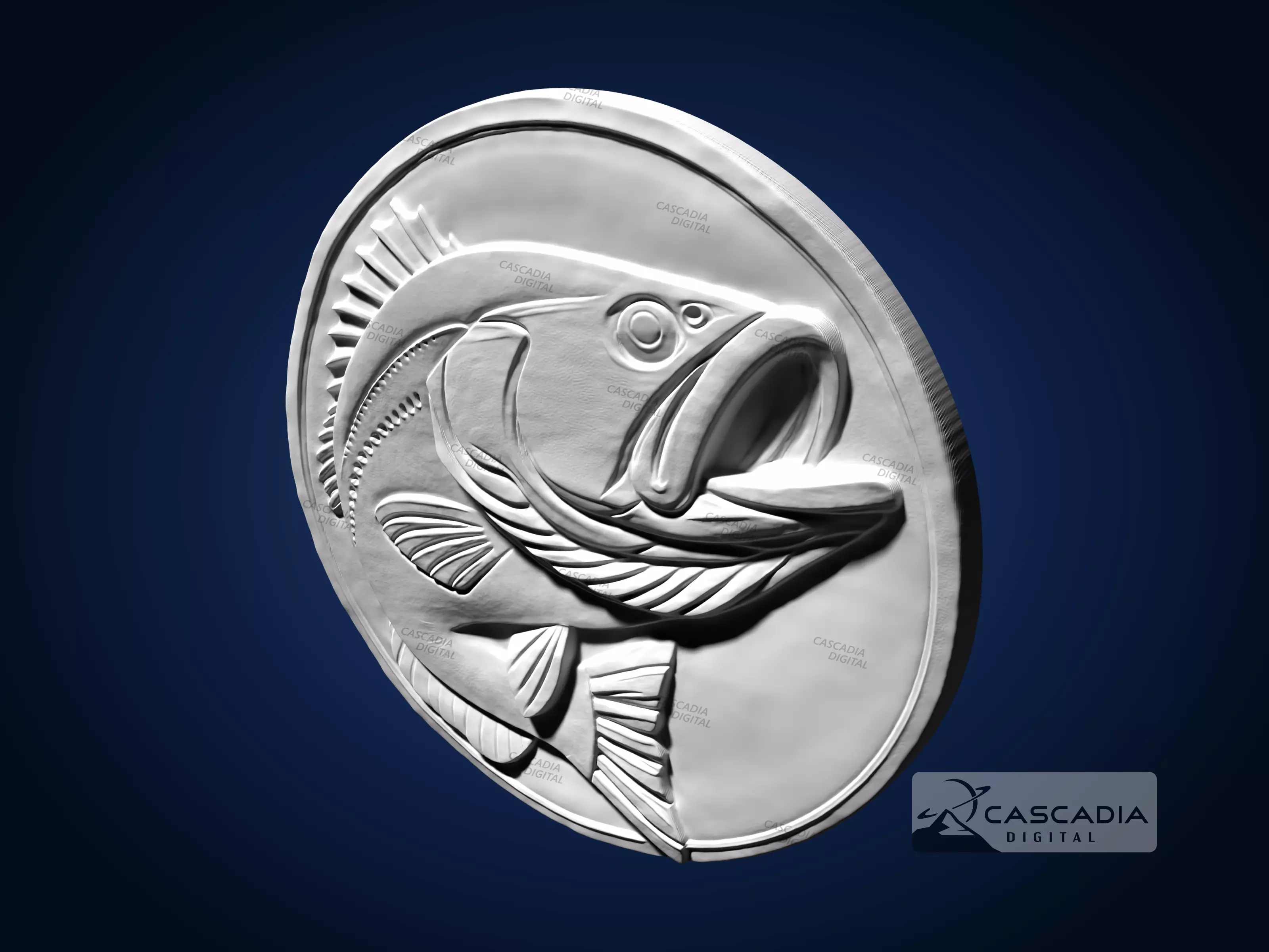 Bass Fish Round - CNC Router Carving Casting Animal 3D print model_4