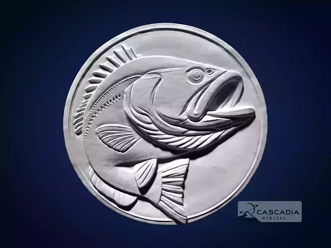 Bass Fish Round CNC Router Carving Casting Bas Relief Animal 3D print model