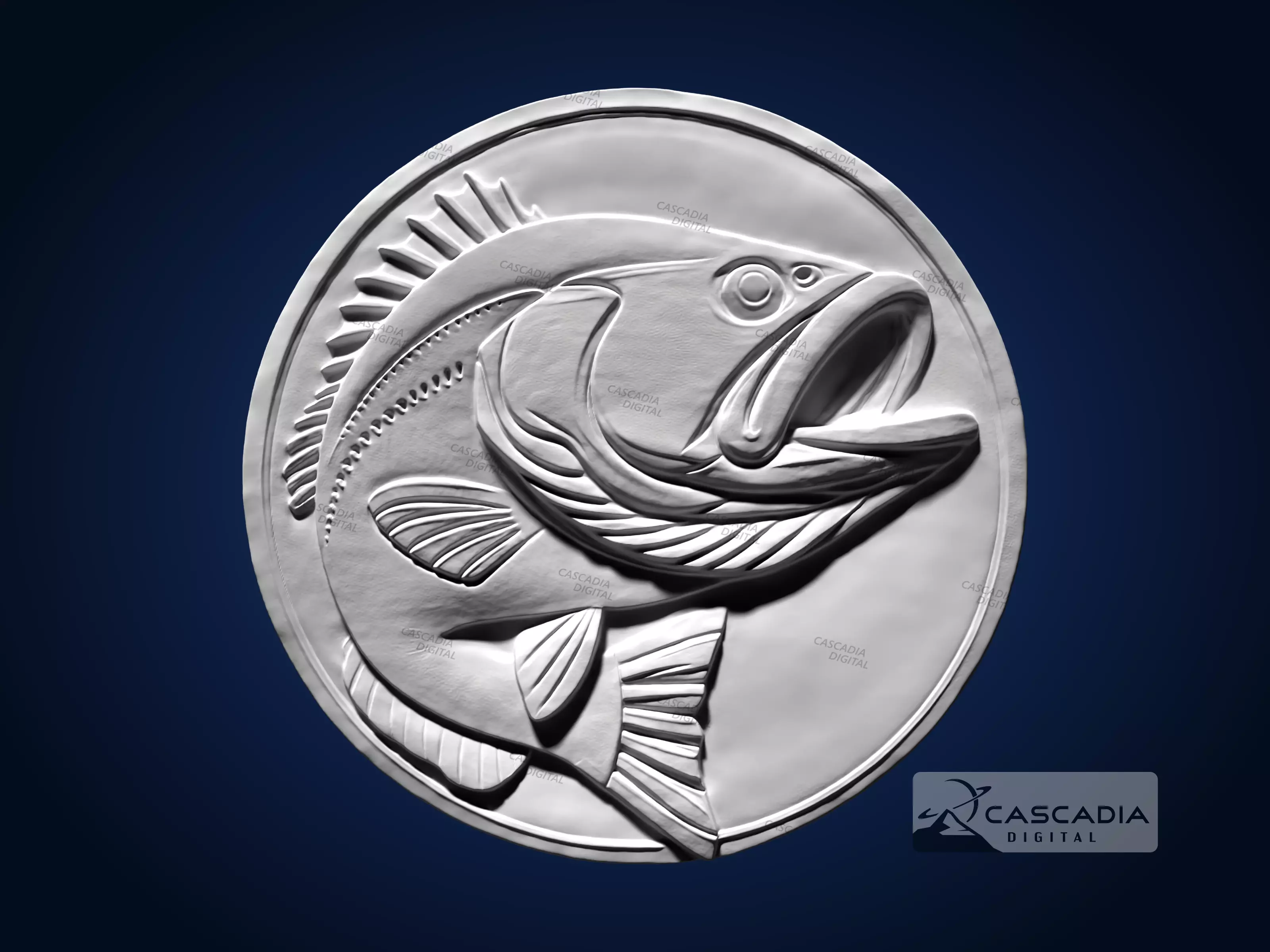 Bass Fish Round - CNC Router Carving Casting Animal 3D print model_1