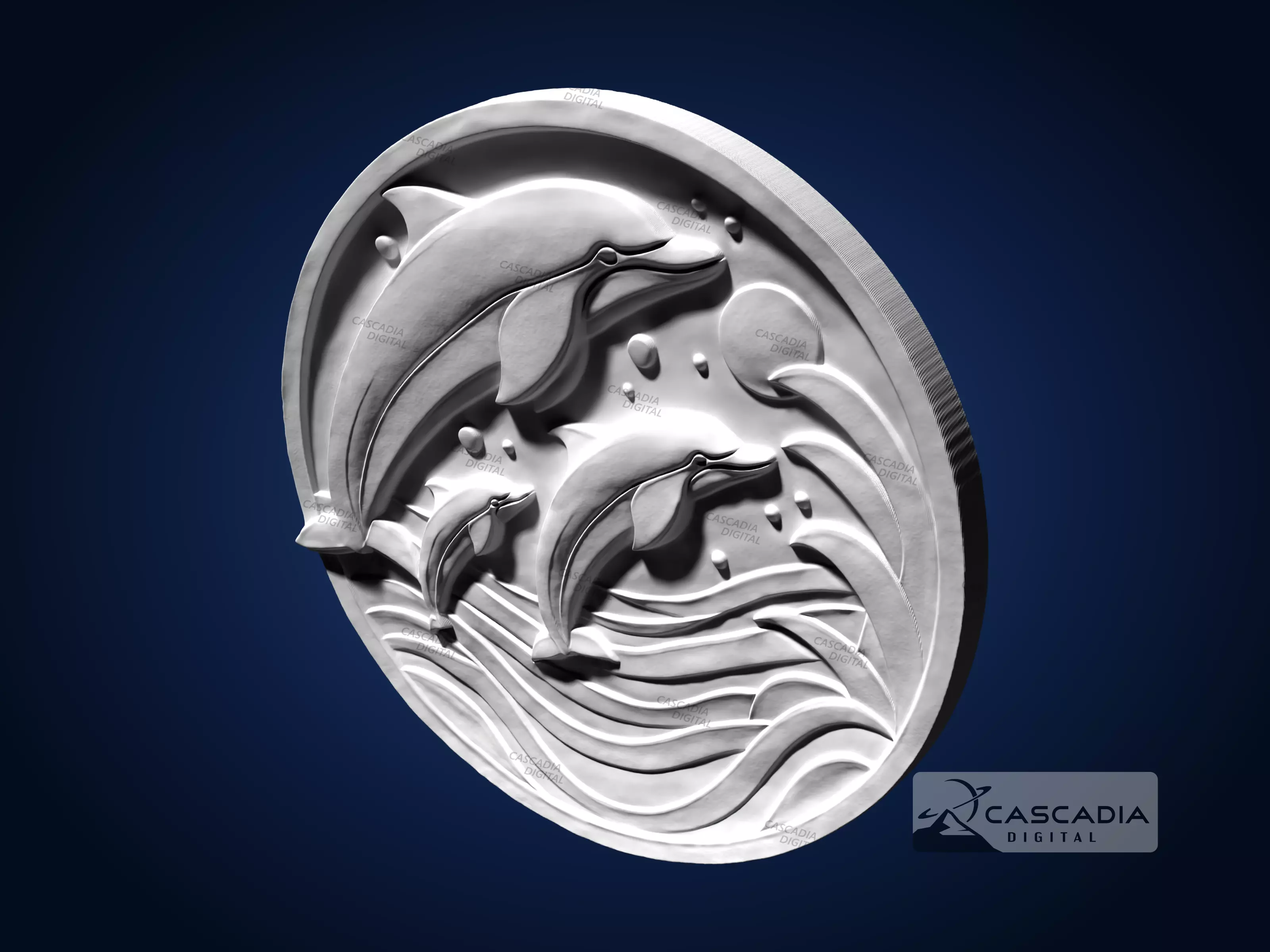 Dolphin Round - CNC Router Carving Casting animal 3D print model_4