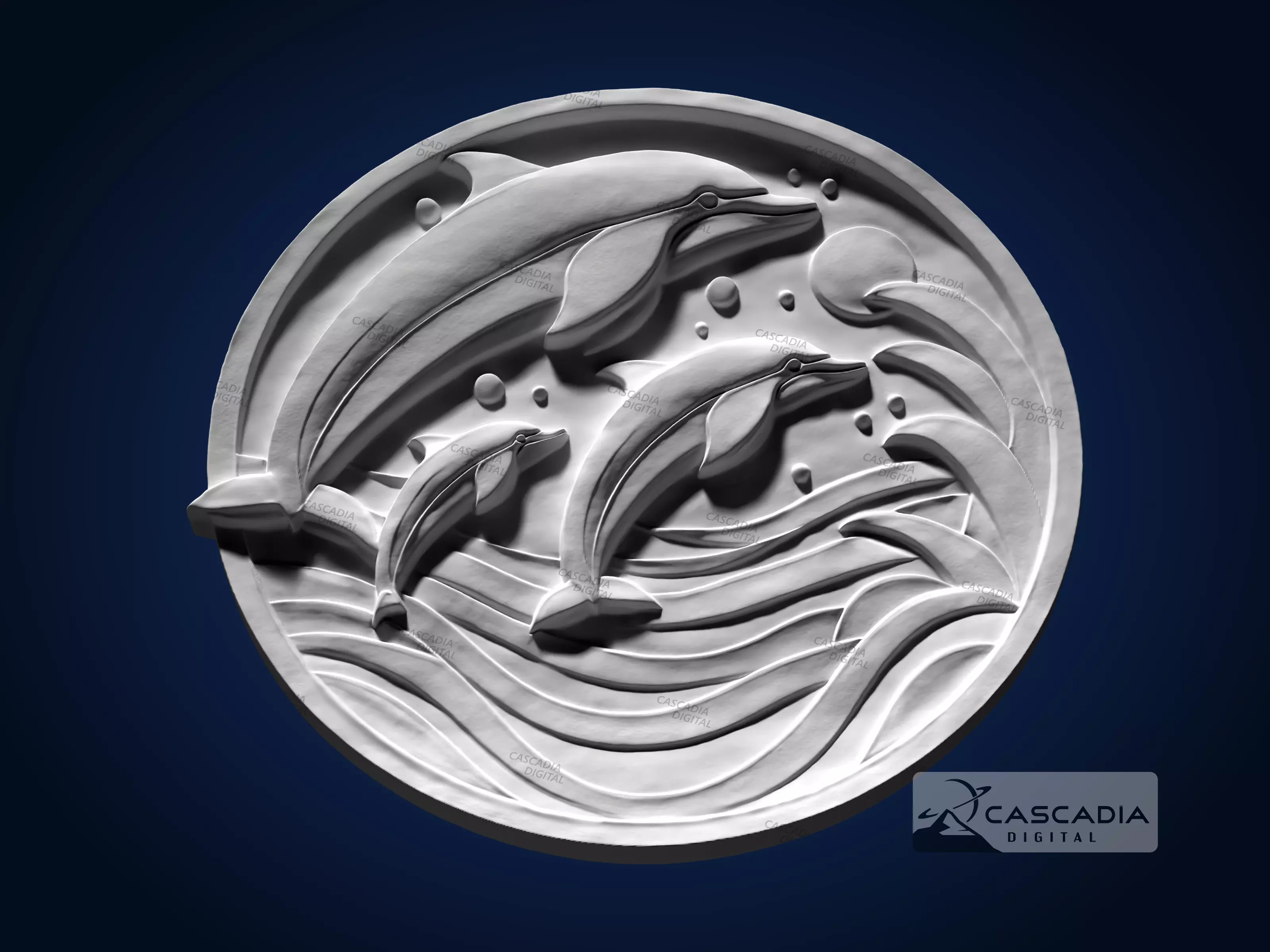 Dolphin Round - CNC Router Carving Casting animal 3D print model_2