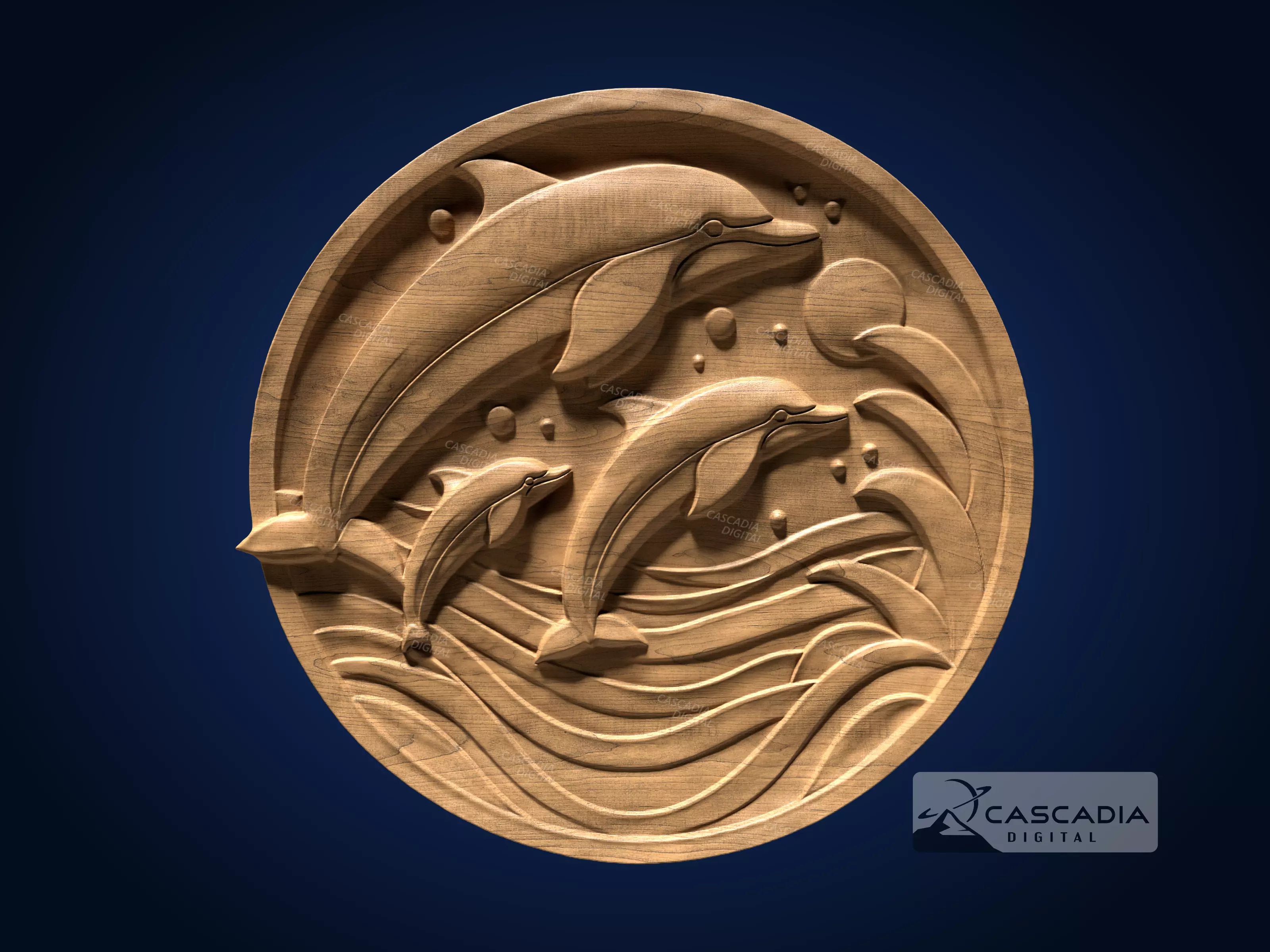 Dolphin Round - CNC Router Carving Casting animal 3D print model_0