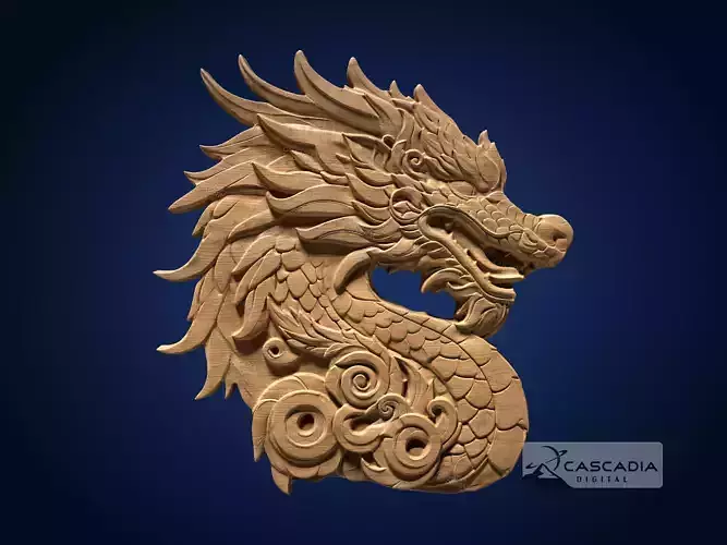 Chinese Dragon Head  - CNC Router Carving Casting myth