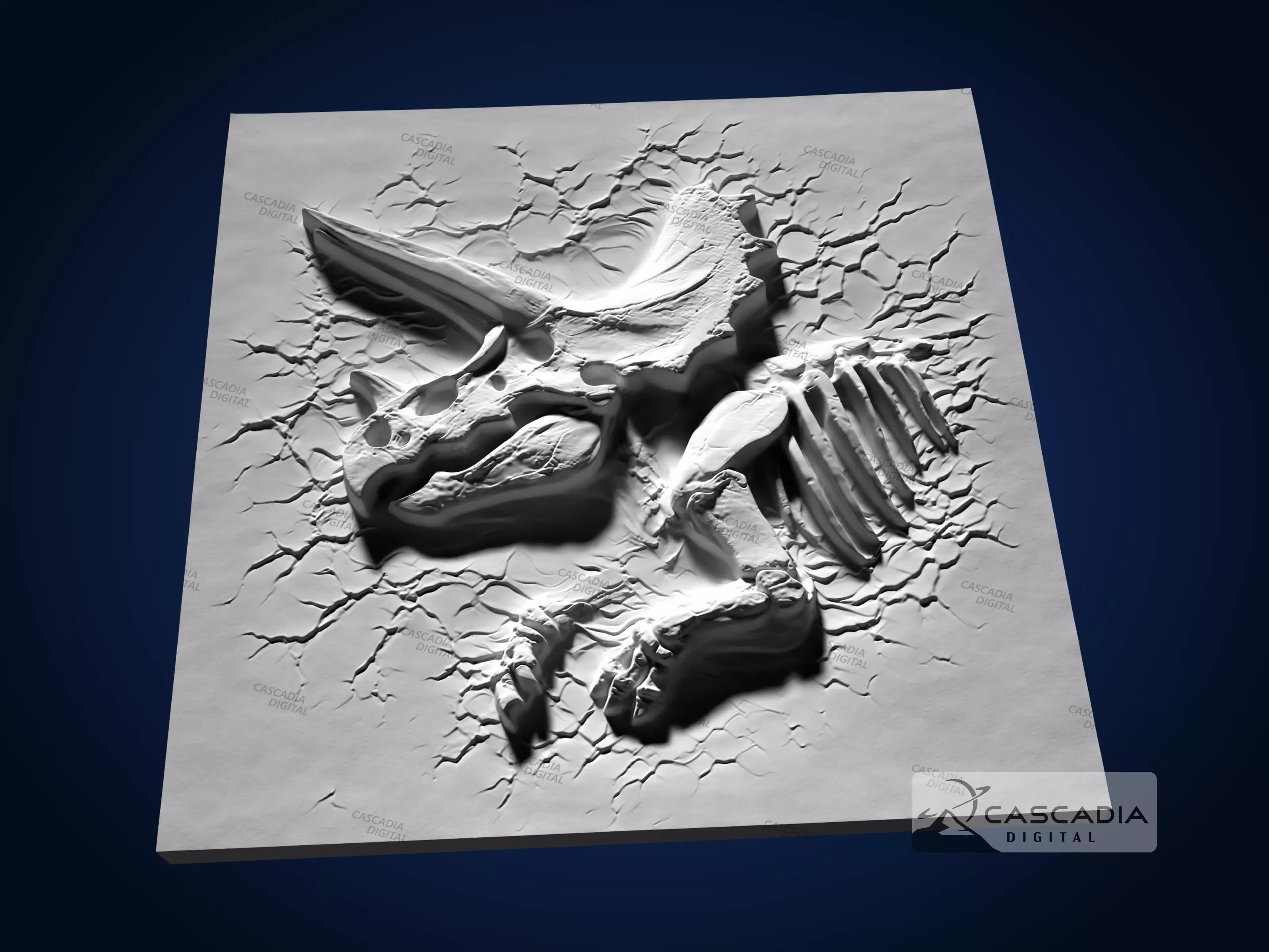 Triceratops Fossil Upper Body - CNC Router Carving Casting 3D print model_2
