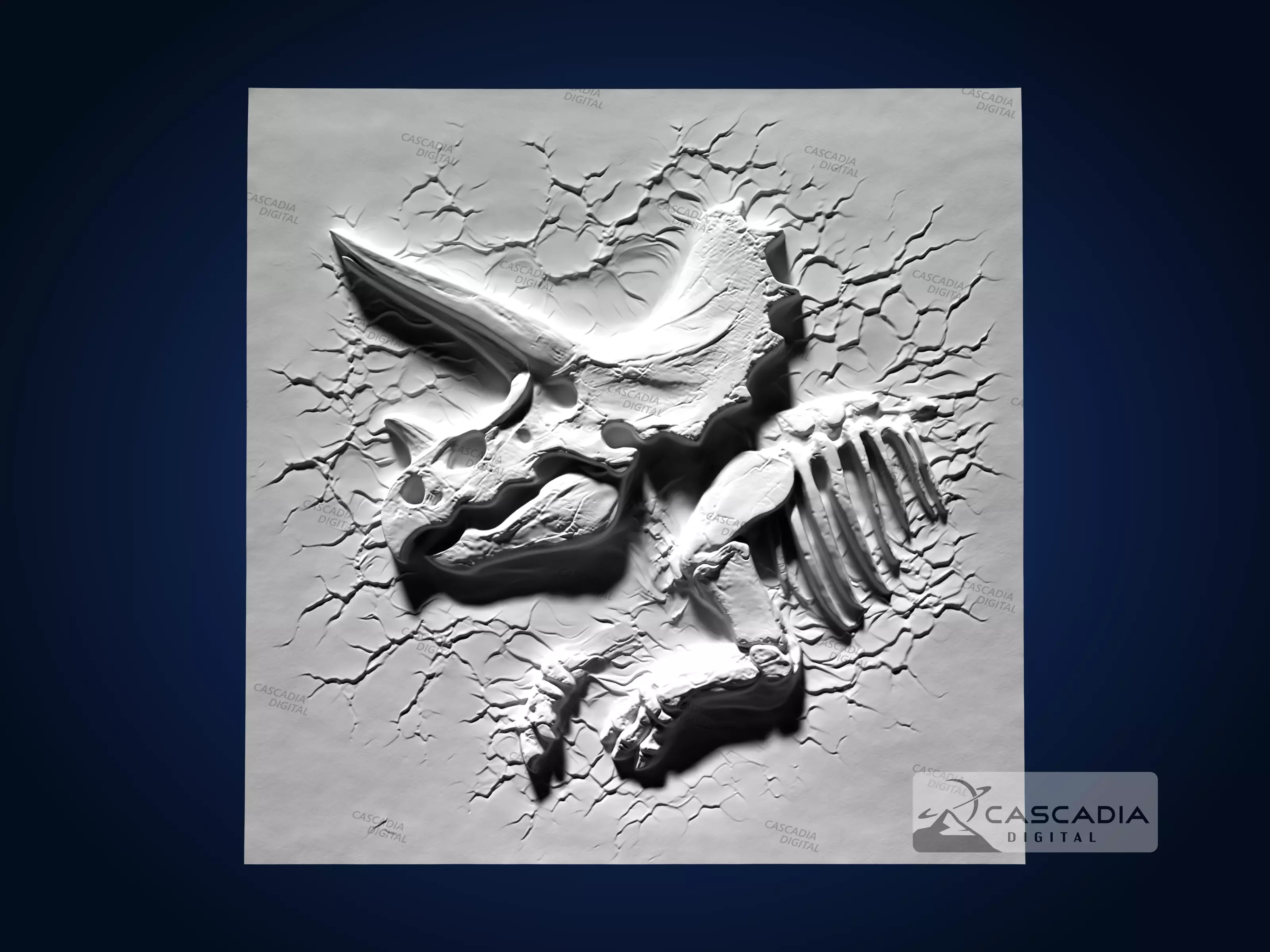 Triceratops Fossil Upper Body - CNC Router Carving Casting 3D print model_1