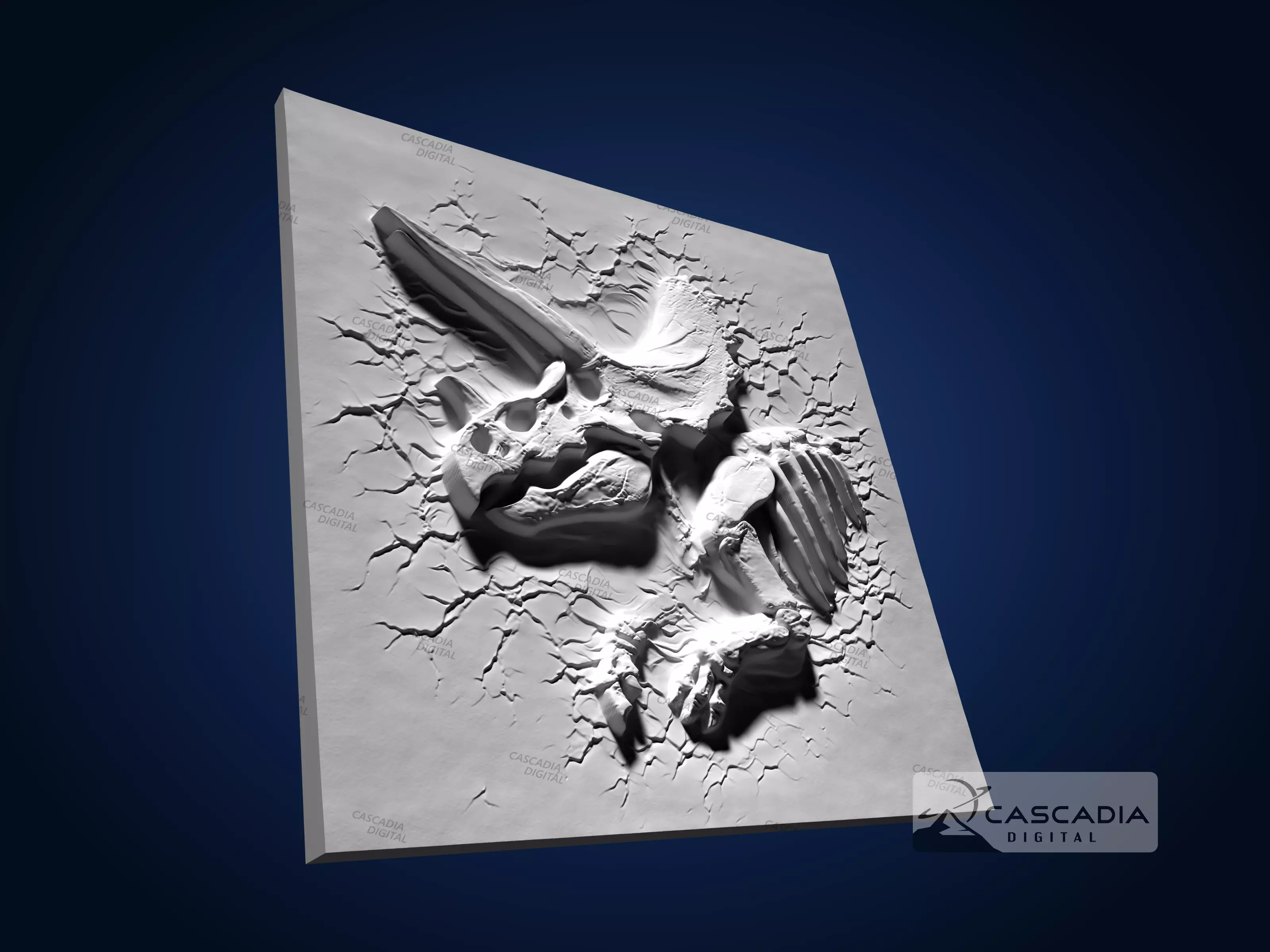 Triceratops Fossil Upper Body - CNC Router Carving Casting 3D print model_3