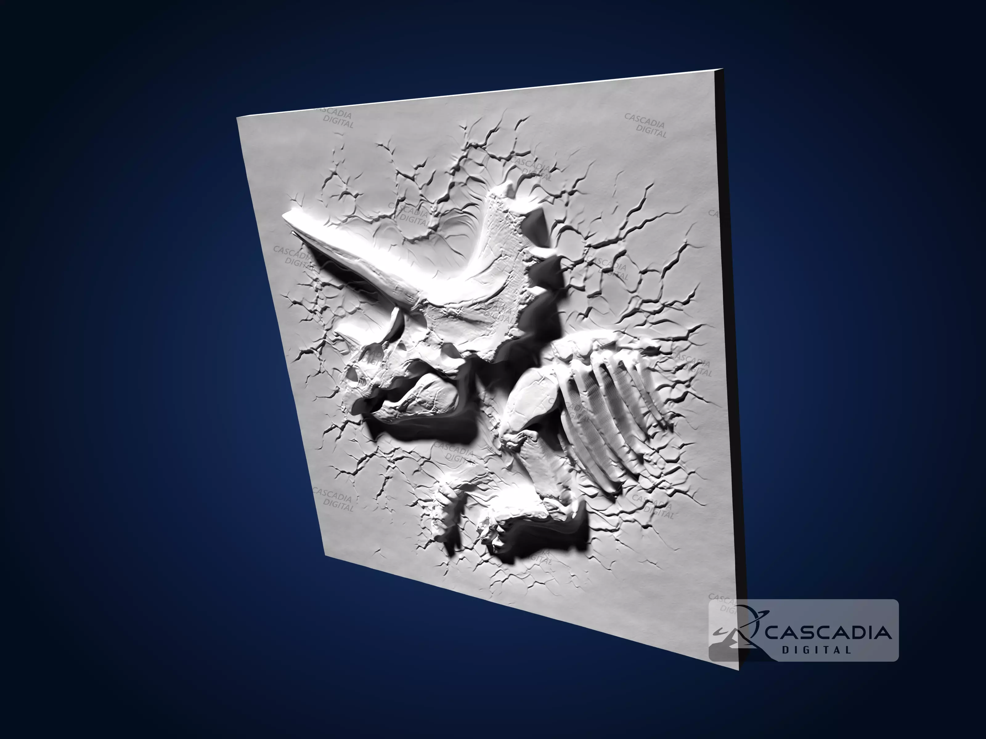 Triceratops Fossil Upper Body - CNC Router Carving Casting 3D print model_4