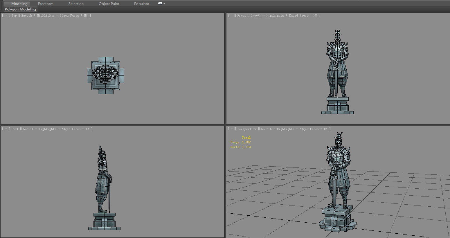 Terracotta warriors sculpture - Standing general statue Low-poly 3D model_4