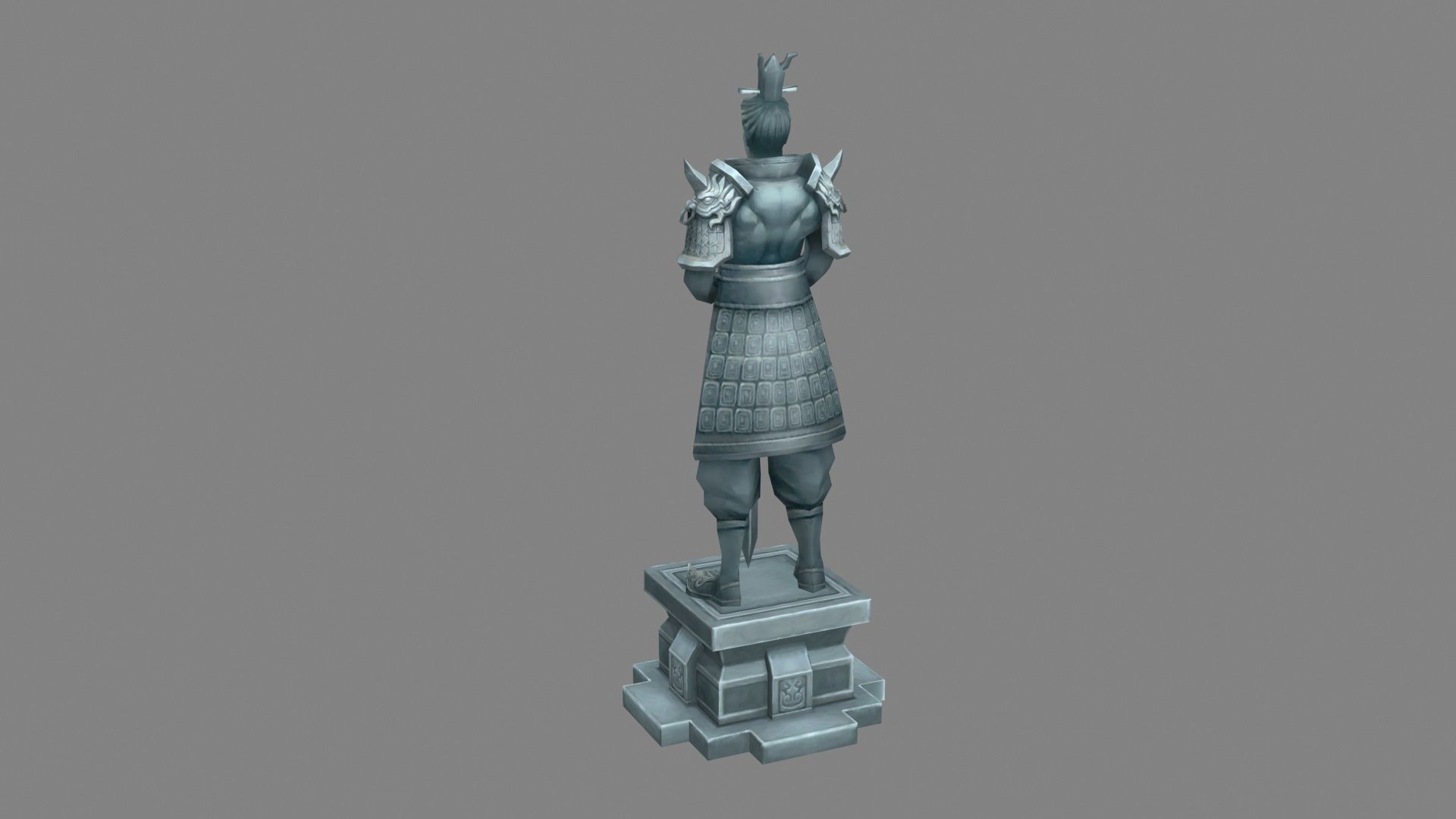 Terracotta warriors sculpture - Standing general statue Low-poly 3D model_2