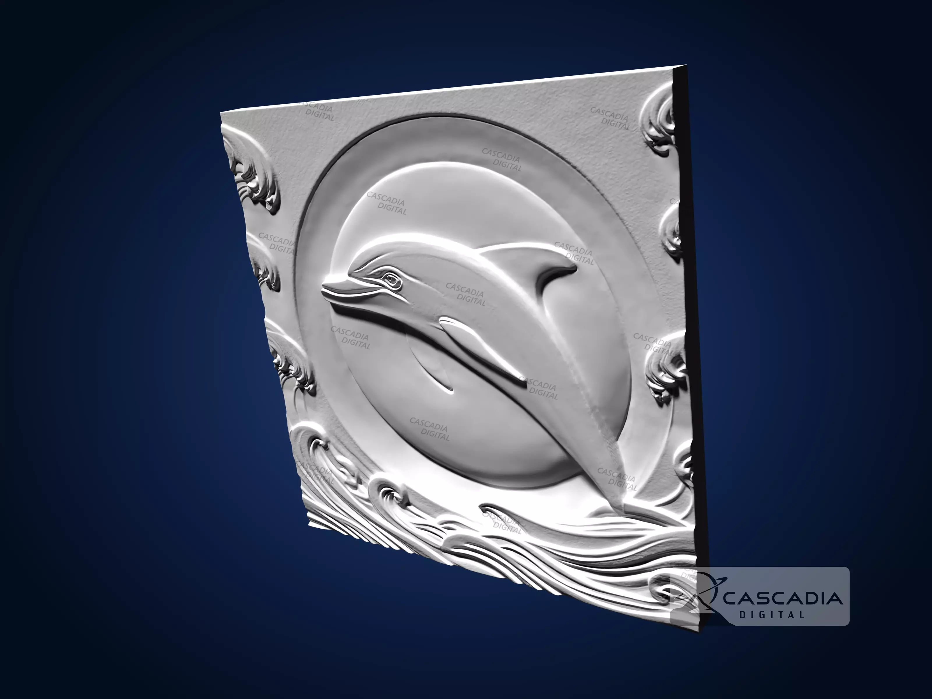 Dolphin Sun - CNC Router Carving Casting ocean animal 3D print model_4