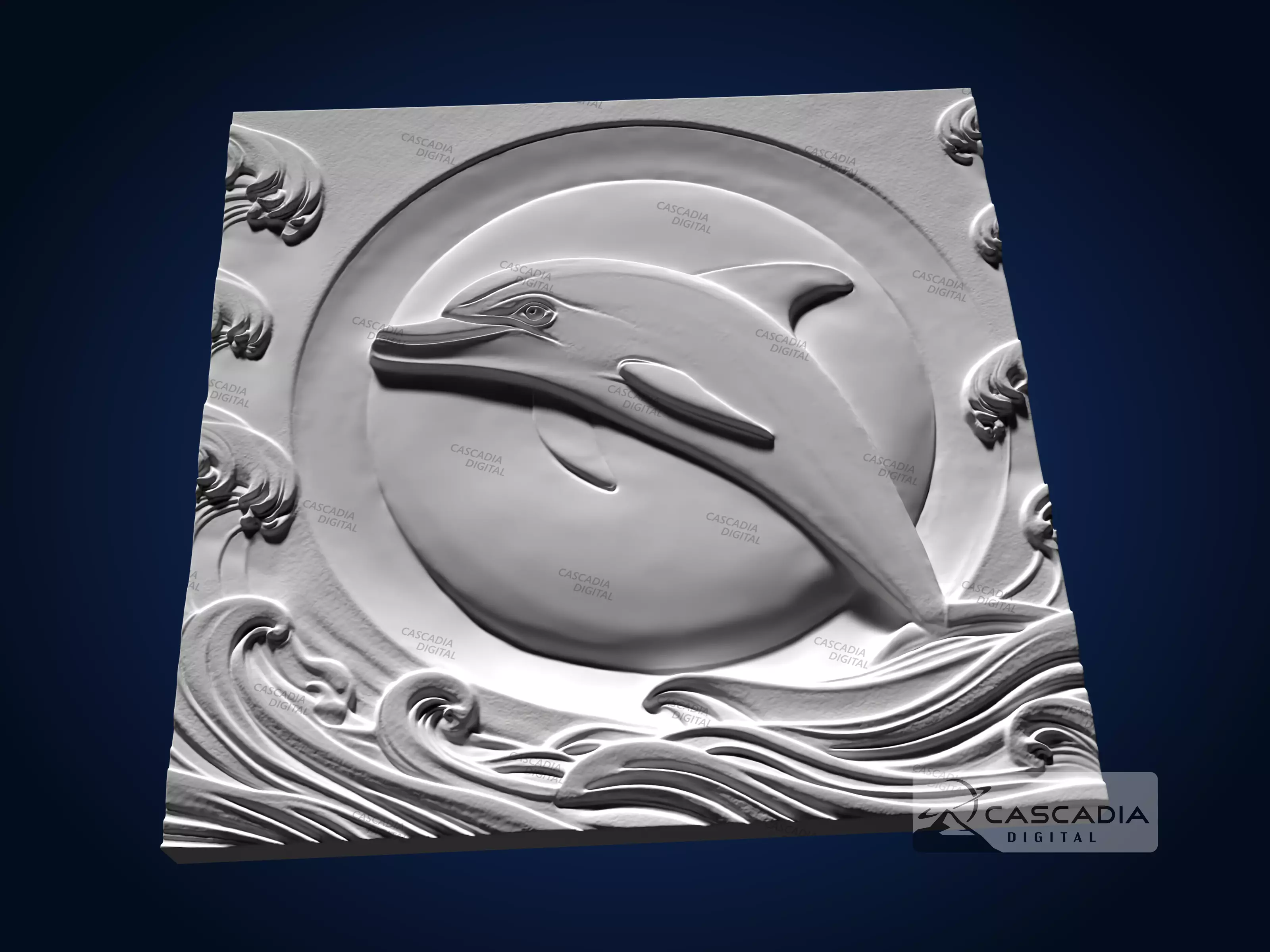 Dolphin Sun - CNC Router Carving Casting ocean animal 3D print model_2