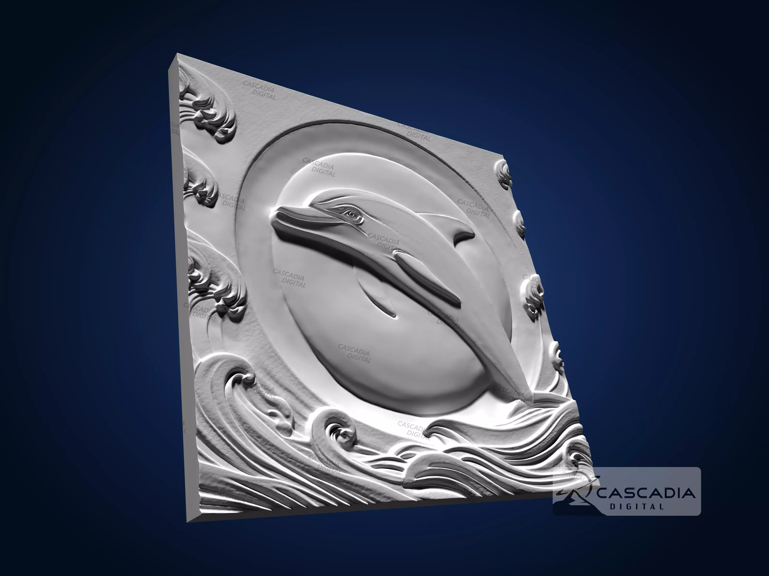 Dolphin Sun - CNC Router Carving Casting ocean animal 3D print model_3