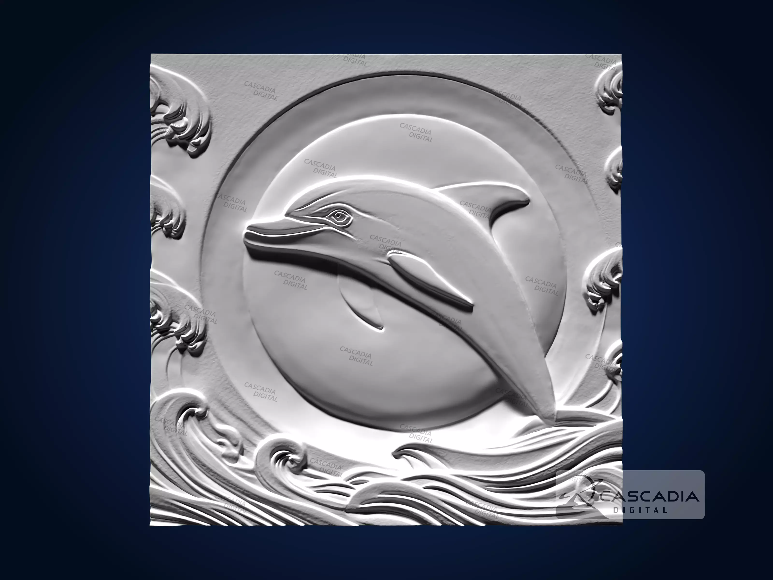 Dolphin Sun - CNC Router Carving Casting ocean animal 3D print model_1