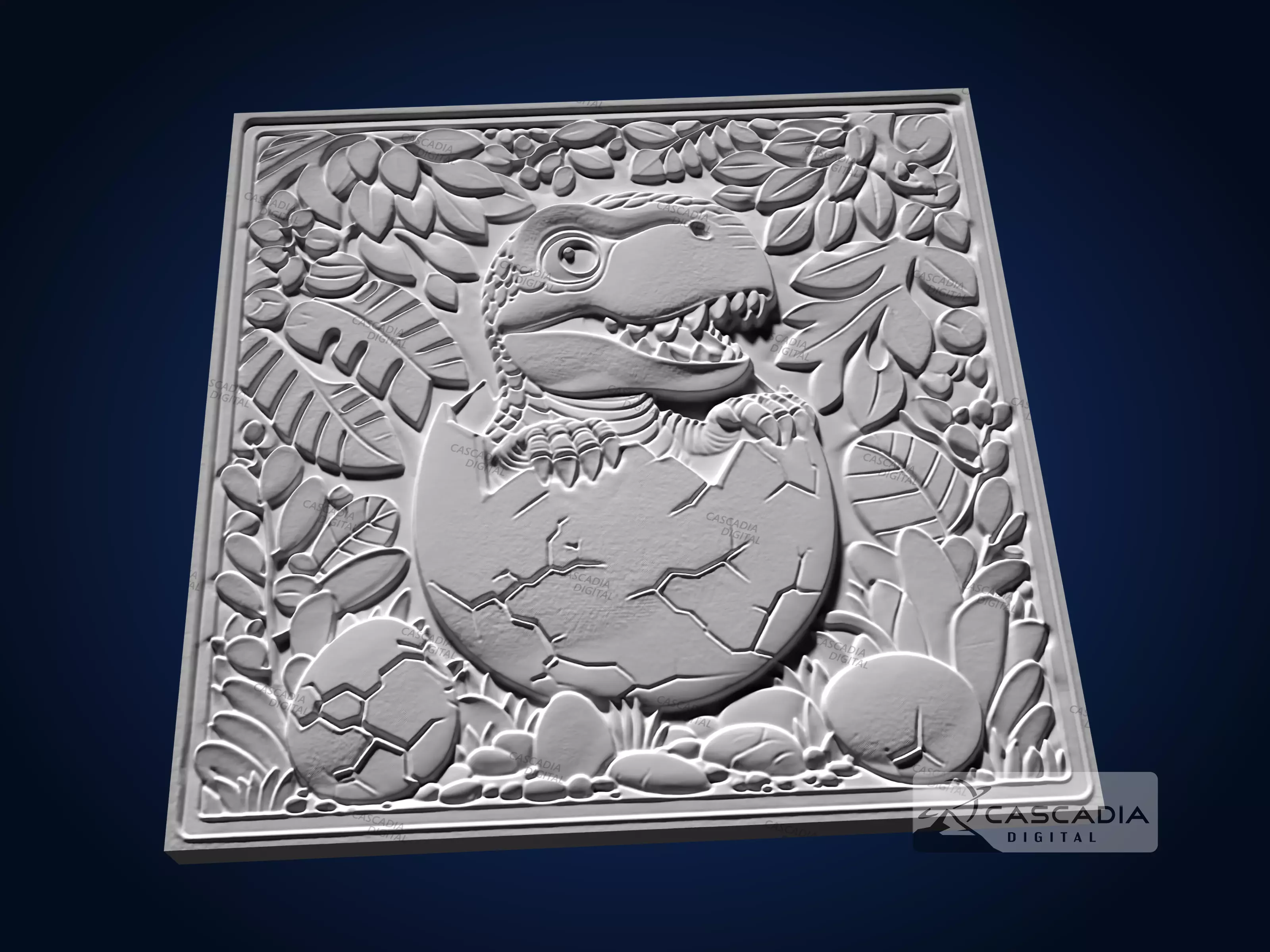 Cute Trex Hatchling Egg - CNC Router Carving Casting dino 3D print model_2