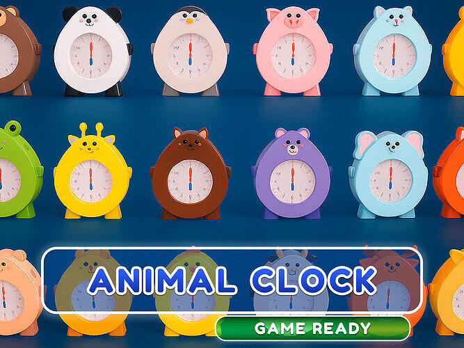 Animal Clock Pack 01 Low-poly 3D model