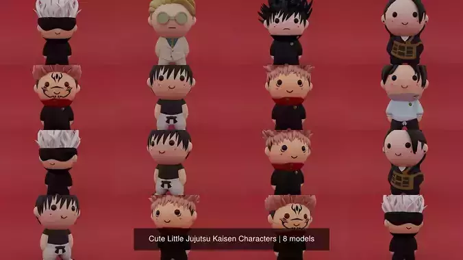 Cute Little Jujutsu Kaisen Characters 3D Model Collection