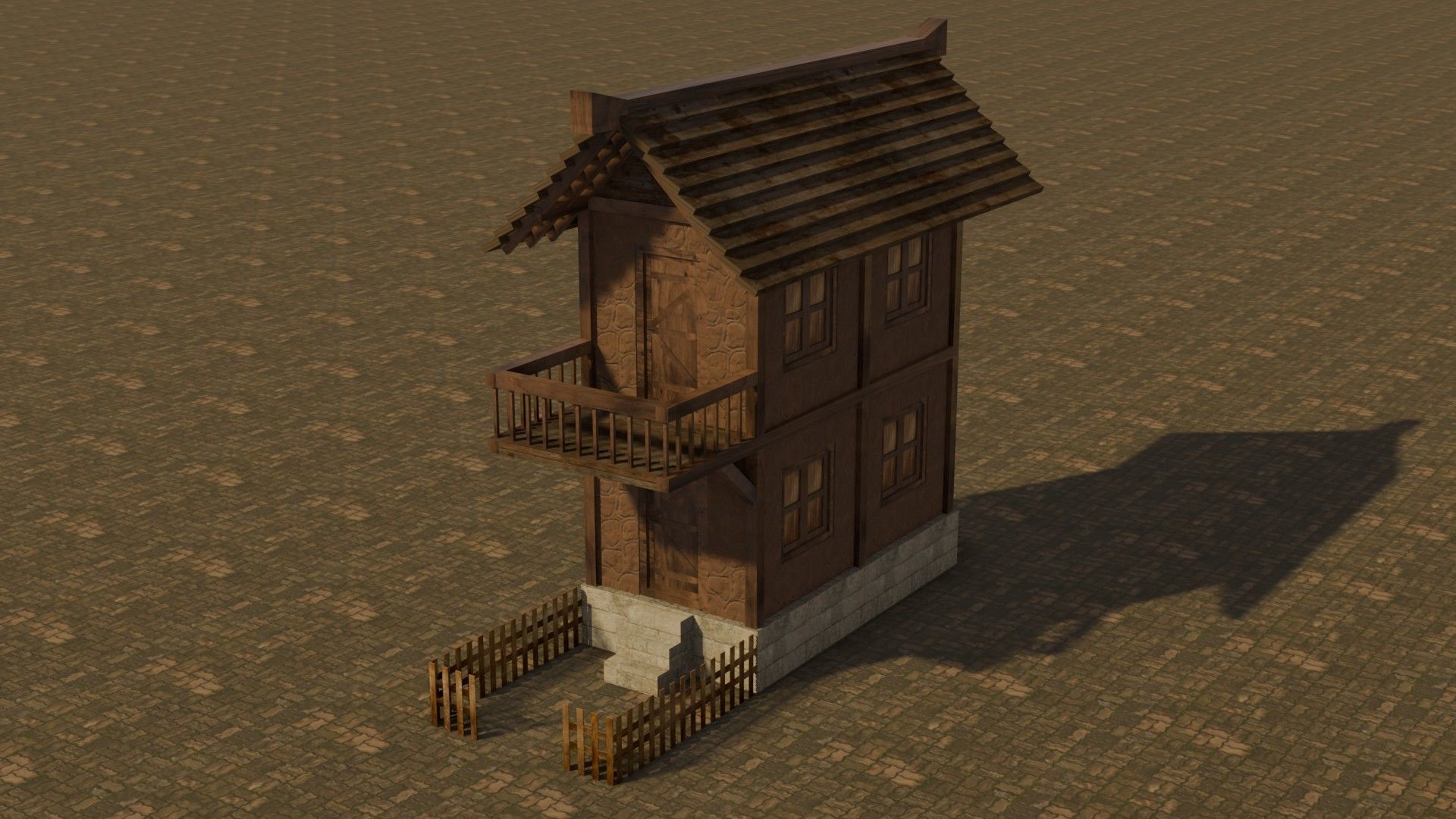 Medieval house 8 Free low-poly 3D model_2
