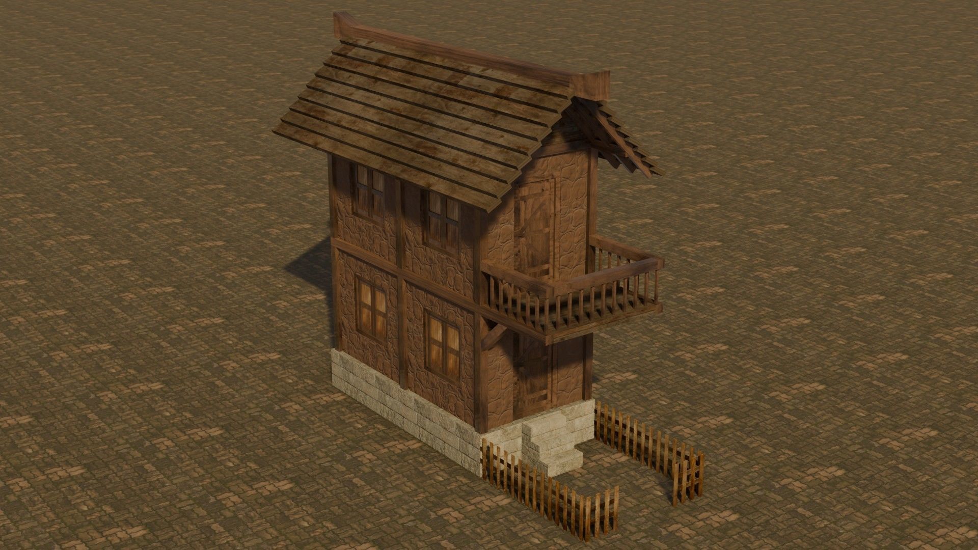 Medieval house 8 Free low-poly 3D model_4