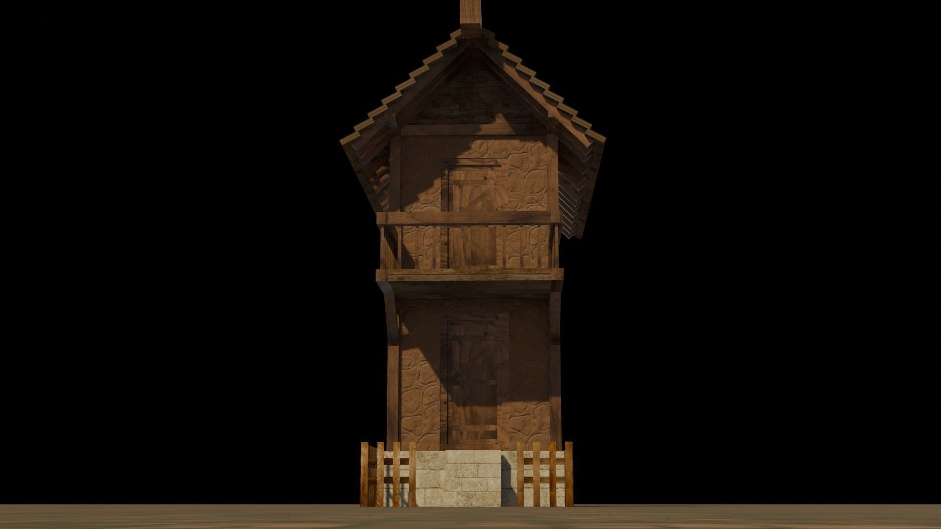 Medieval house 8 Free low-poly 3D model_10