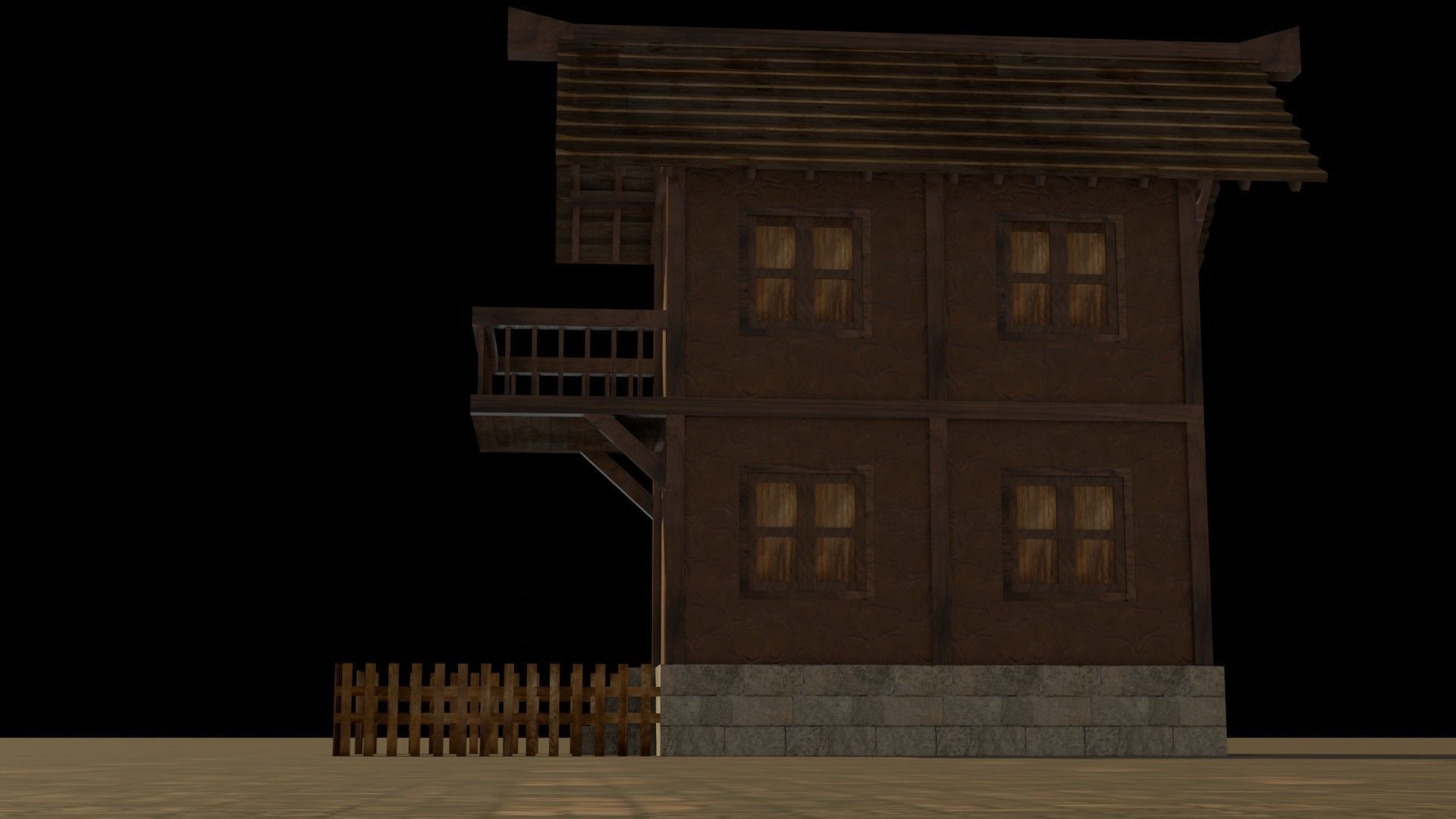 Medieval house 8 Free low-poly 3D model_12
