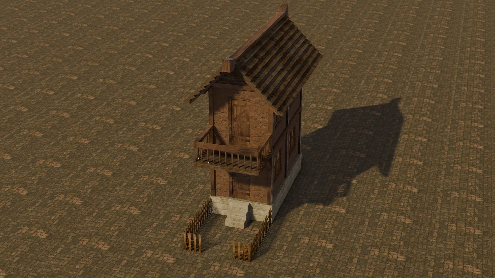 Medieval house 8 Free low-poly 3D model_3
