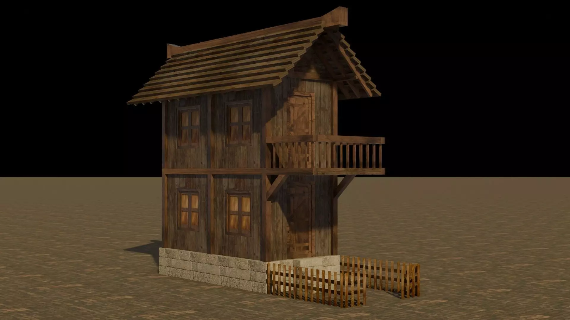 Medieval house 7 Free low-poly 3D model_0