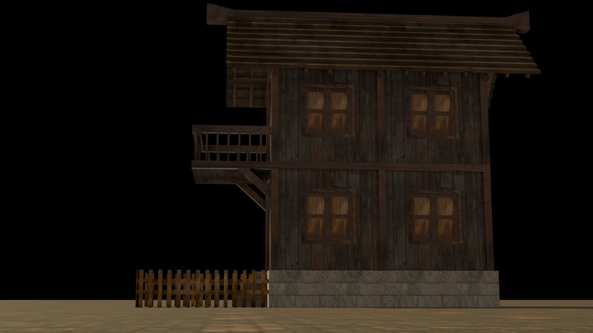 Medieval house 7 Free low-poly 3D model_12