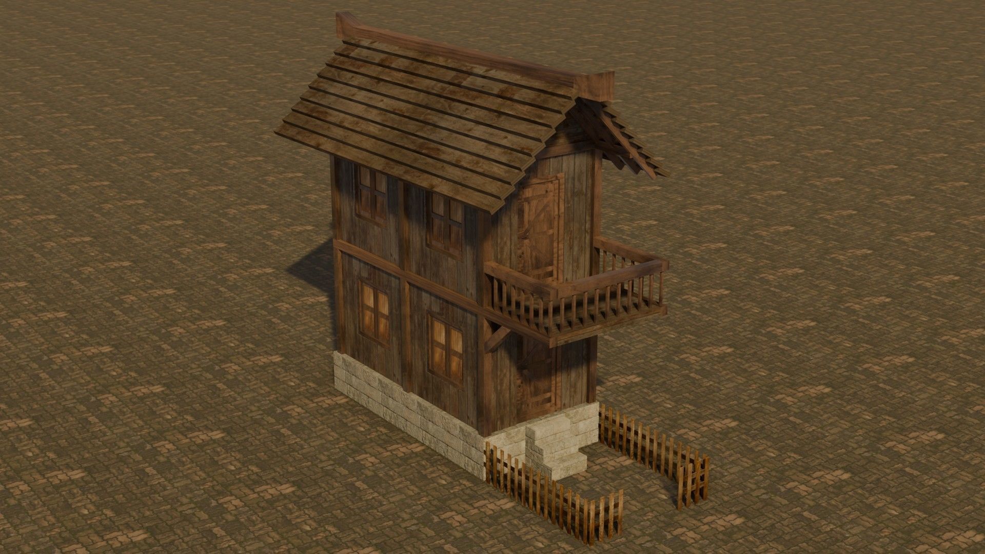 Medieval house 7 Free low-poly 3D model_4