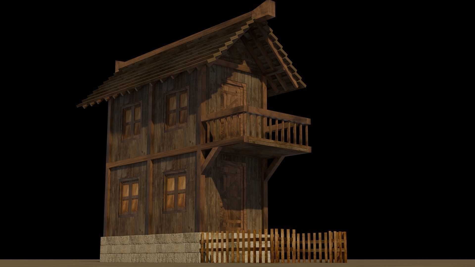Medieval house 7 Free low-poly 3D model_11