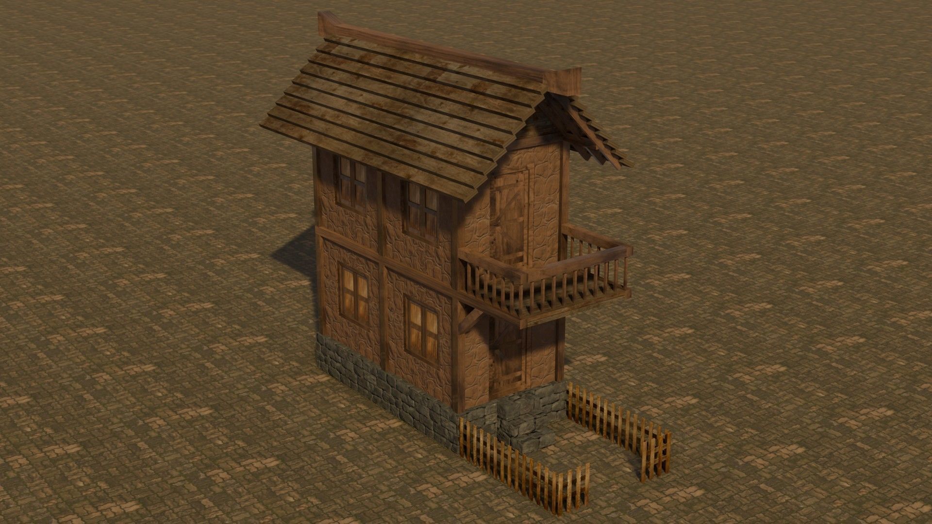 Medieval house 5 Free low-poly 3D model_4