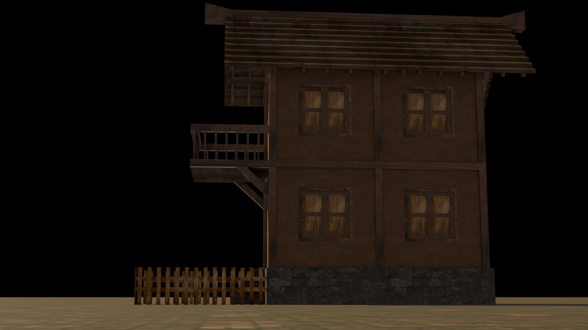 Medieval house 5 Free low-poly 3D model_12