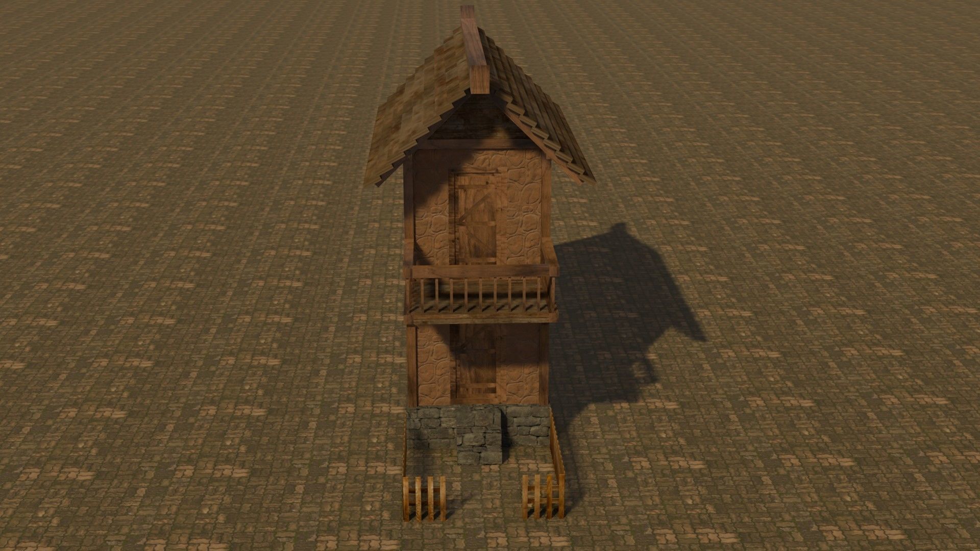 Medieval house 5 Free low-poly 3D model_1